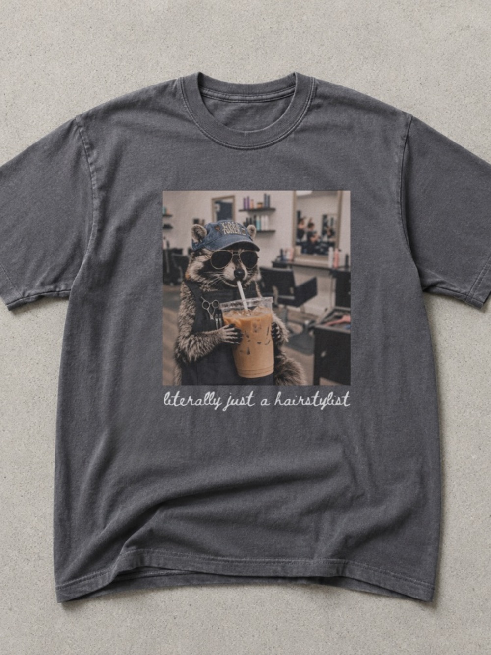 Funny Raccoon Hairstylist Ironic Comfort Color Tee